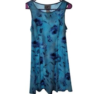 Deadstock Vintage 1990s DBY sz 9/10 Blue Floral Midi Tank Corset Back Dress